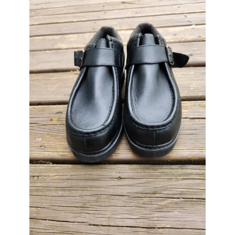 90s Lugz Loafers Black Leather Buckle Monk Strap Michael Chunky Lug Sole Mens 11